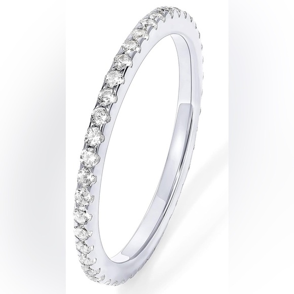 Pavoi Jewelry - 14K Gold Plated Solid 925 Sterling Silver CZ Eternity Band, size 5, NWOT